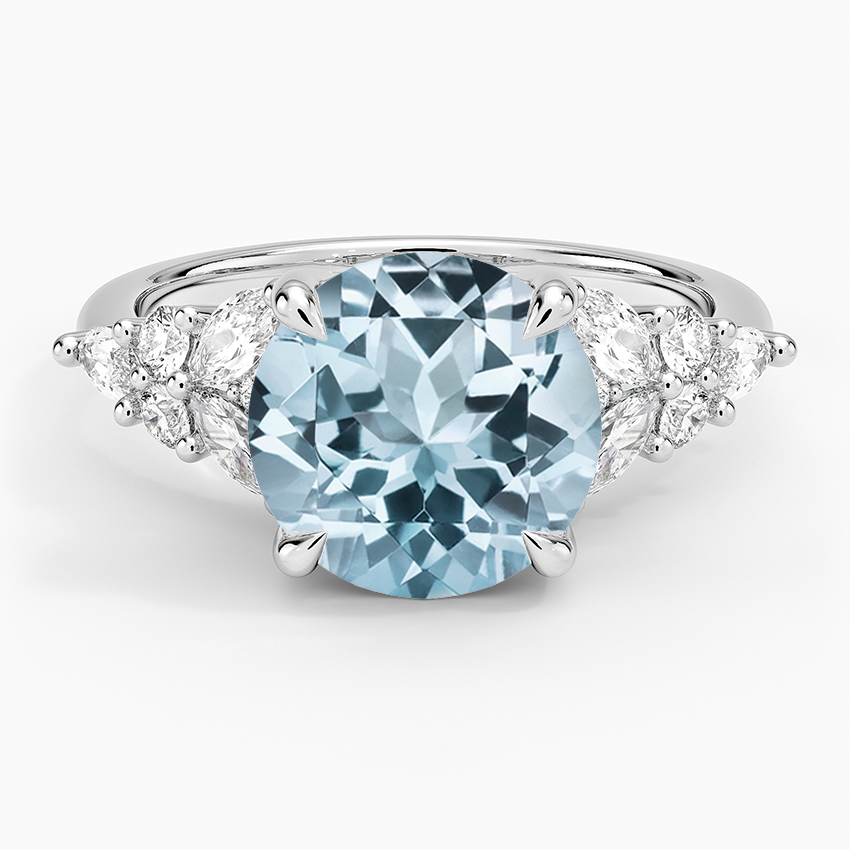 Aquamarine Nadia Taper Diamond Ring in 14K White Gold