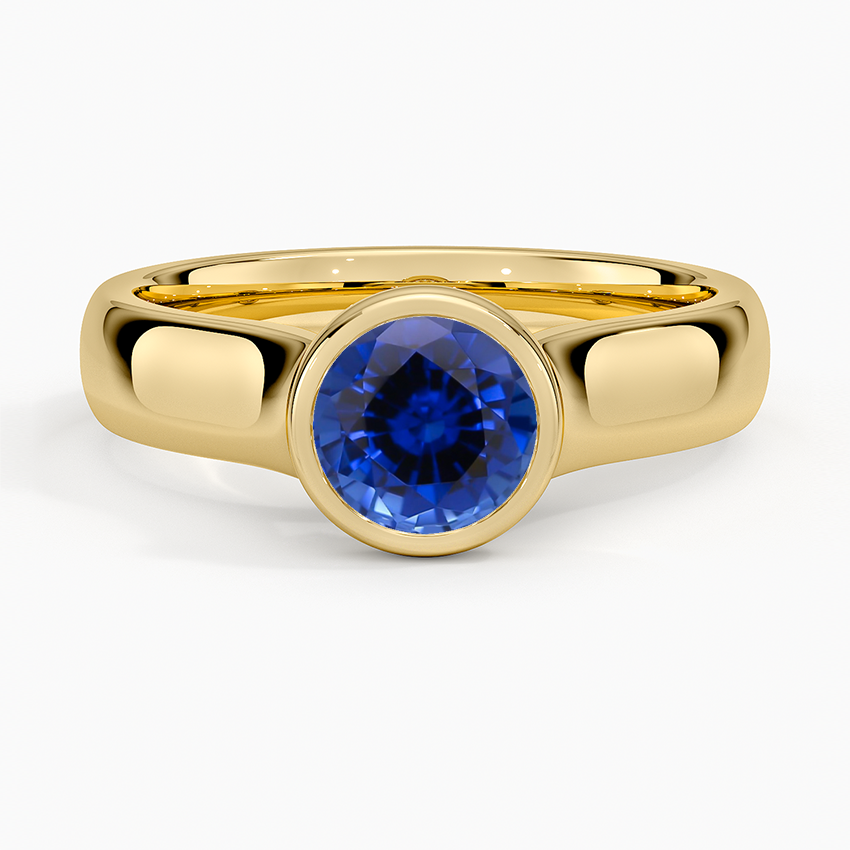 Sapphire Luna 4mm Bezel Ring in 18K Yellow Gold