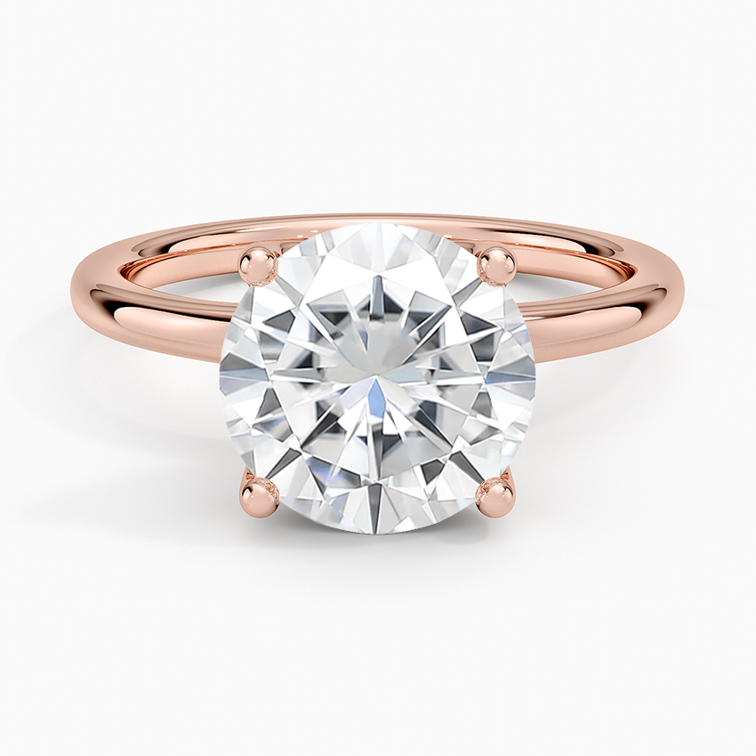 Moissanite Fleur Solitaire Ring in 14K Rose Gold