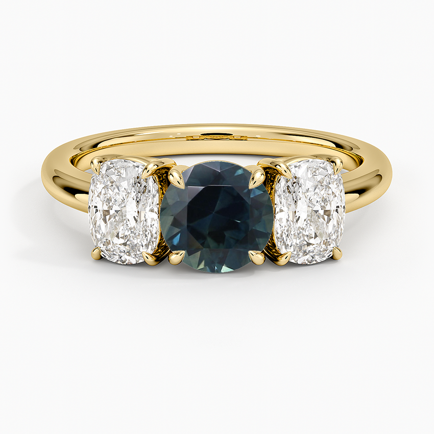 Sapphire Luxe Faye Elongated Cushion Three Stone Diamond Ring (1 ct. tw.) in 18K Yellow Gold