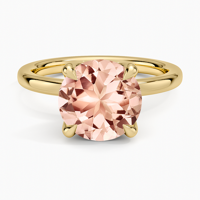 Morganite 2mm Petite Elodie Perfect Fit Solitaire Ring in 14K Yellow Gold