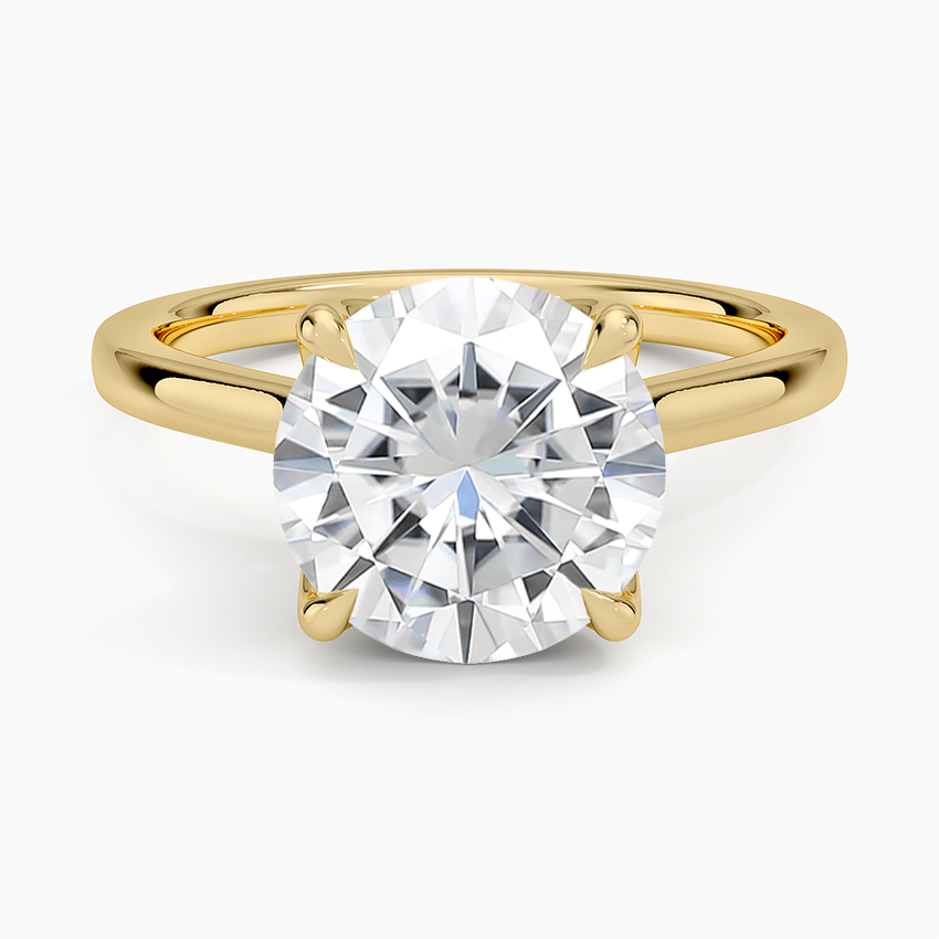 Moissanite Elodie Cathedral Solitaire Ring in 14K Yellow Gold