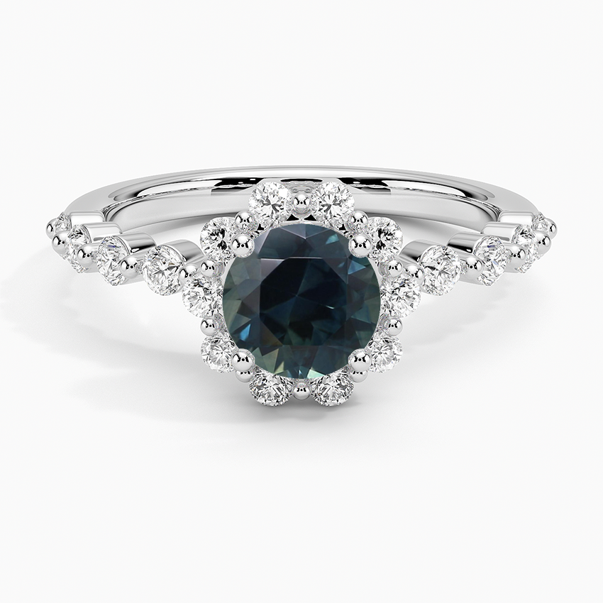 Sapphire Marseille Halo Diamond Ring (1/2 ct. tw.) in 18K White Gold
