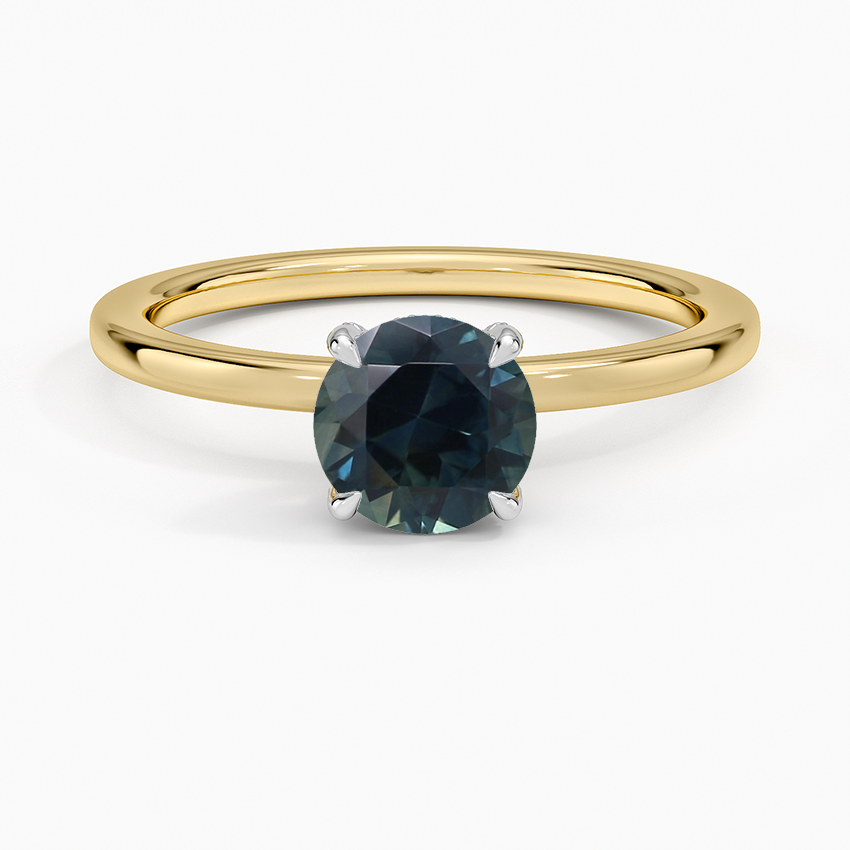 Sapphire Mixed Metal Lumiere Diamond Ring in 18K Yellow Gold
