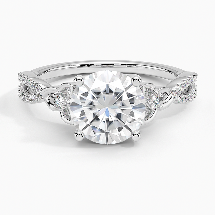 Moissanite Luxe Celtic Love Knot Diamond Ring in 18K White Gold