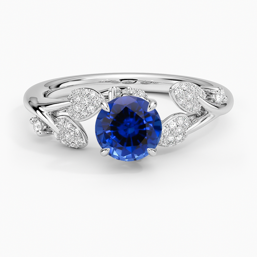 Sapphire Canopy Diamond Ring in 18K White Gold