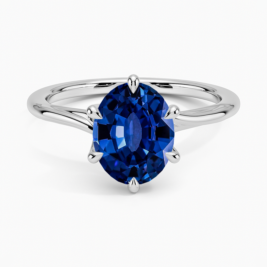 Lab Grown Sapphire Delilah Twist Solitaire Ring in 18K White Gold