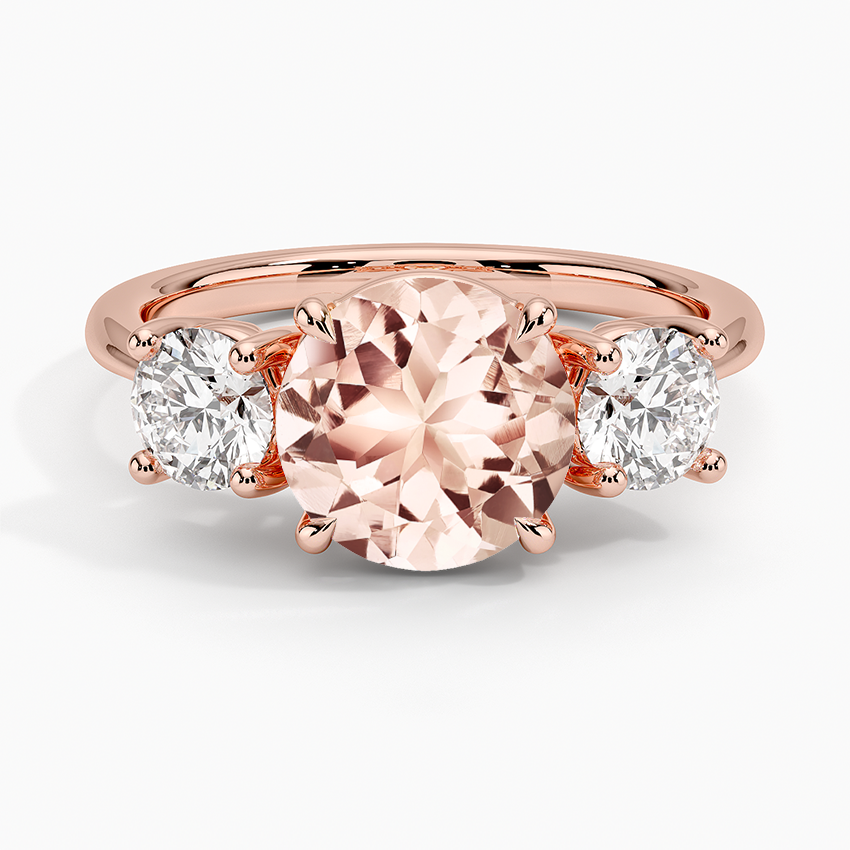 Morganite Luxe Selene Three Stone Diamond Ring (2/3 ct. tw.) in 14K Rose Gold