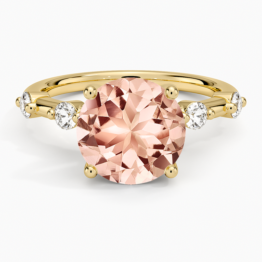 Morganite Aimee 1.7mm Diamond Ring in 14K Yellow Gold