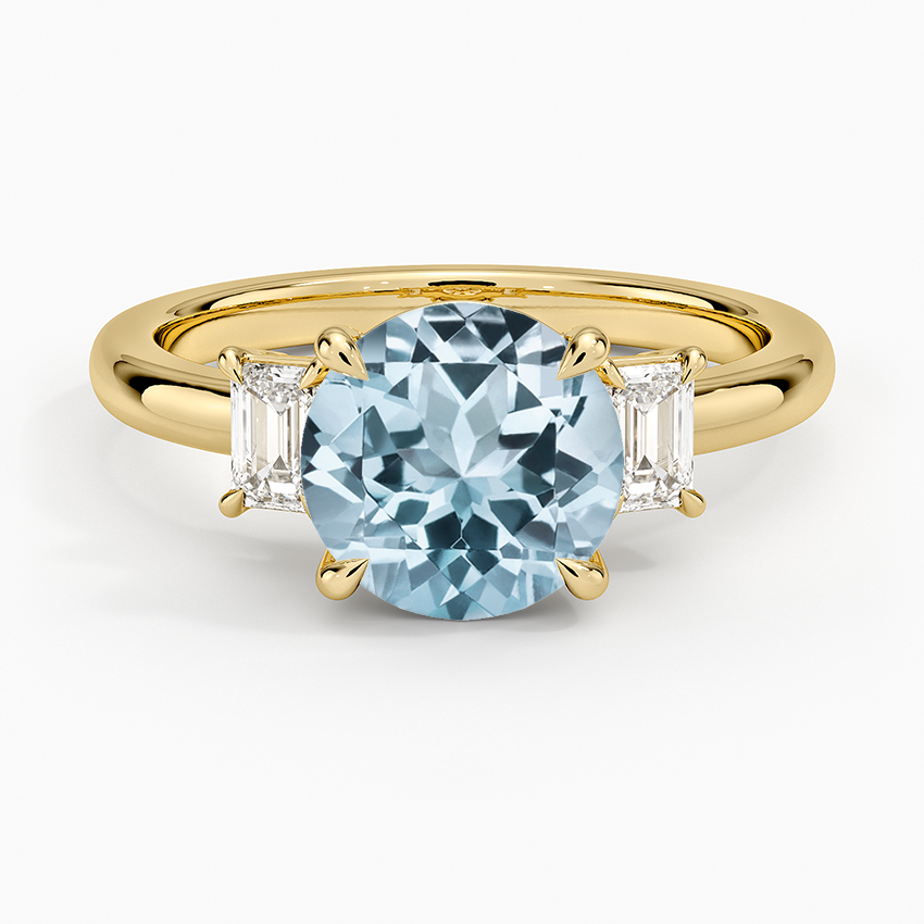 Aquamarine Petite Rhiannon Three Stone Diamond Ring (1/4 ct. tw.) in 18K Yellow Gold