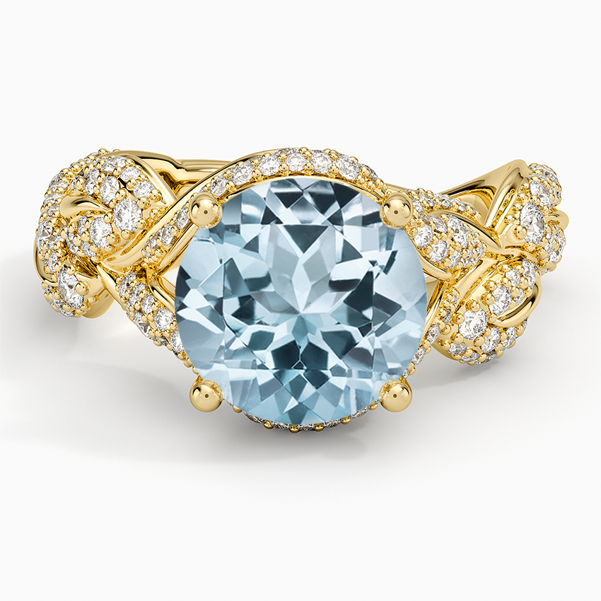 Aquamarine Olivia Diamond Ring (1 ct. tw.) in 14K Yellow Gold
