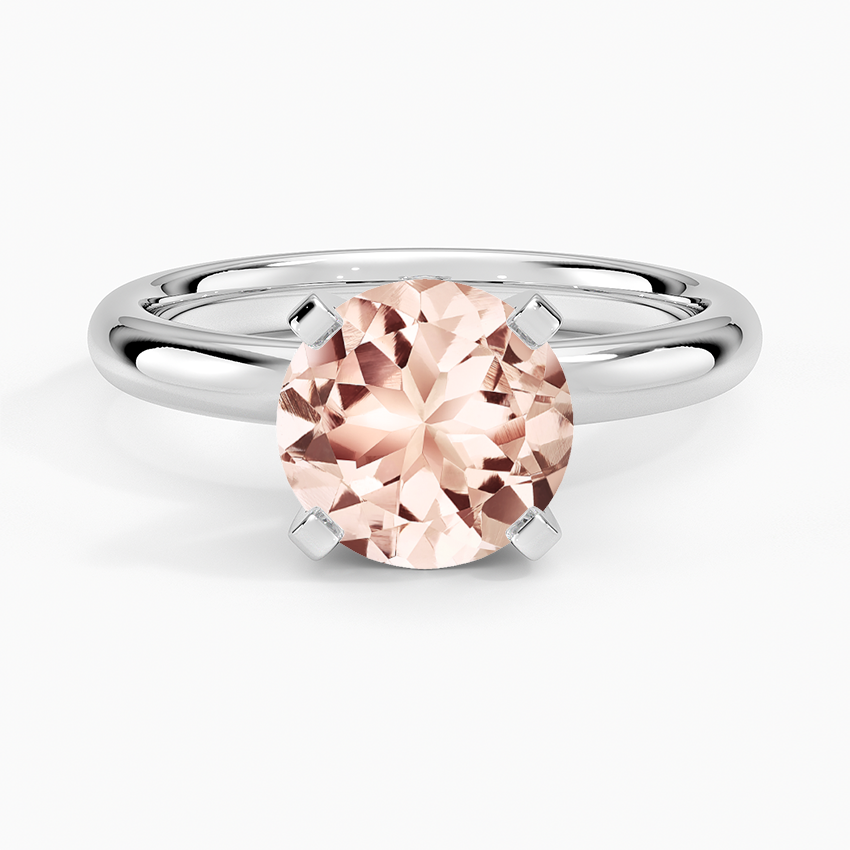 Morganite Comfort Fit 2.5mm Ring in 18K White Gold
