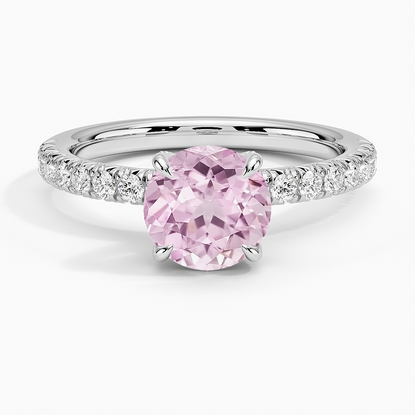 Lab Grown Sapphire Adorned Amelie Diamond Ring in 18K White Gold