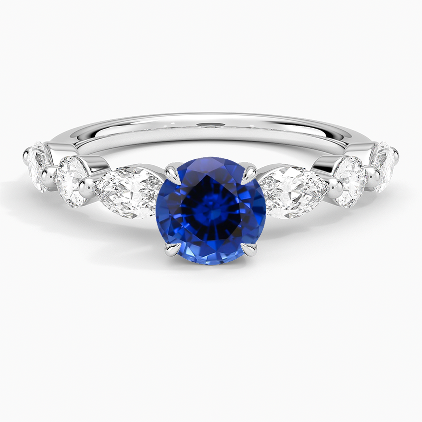 Sapphire Grand Versailles Diamond Ring in 18K White Gold