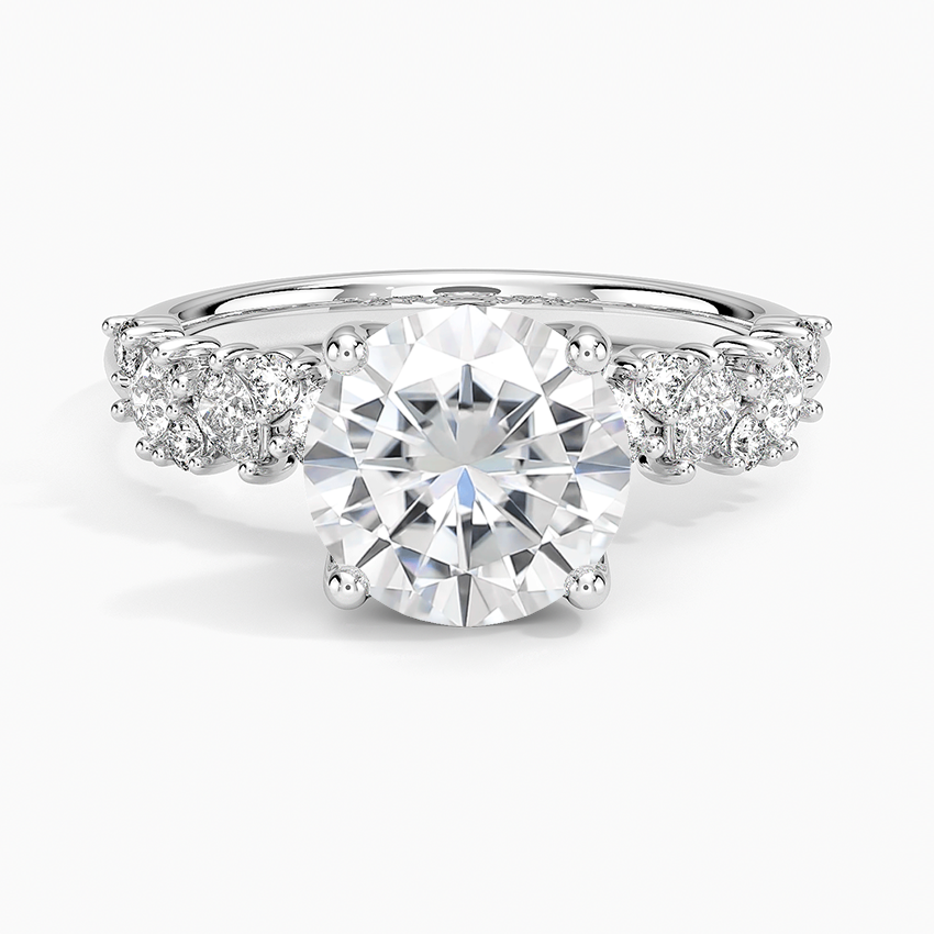 Moissanite Olivetta Diamond Ring in 18K White Gold