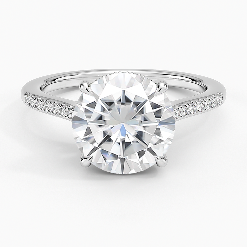 Moissanite Lissome Half Coverage Diamond Ring in 14K White Gold