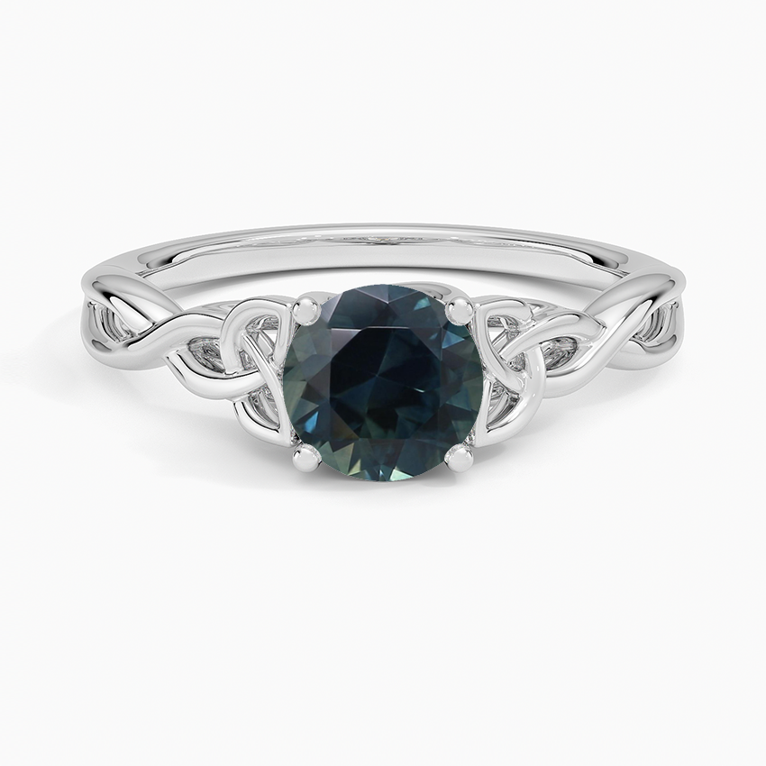 Sapphire Celtic Love Knot Ring in 18K White Gold
