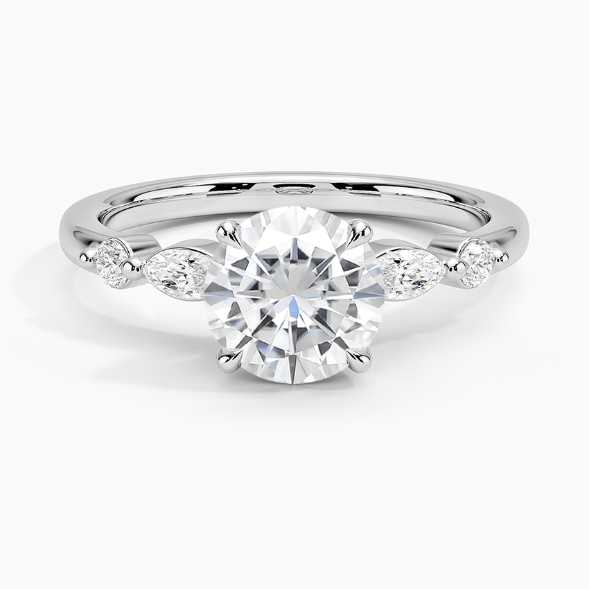 Moissanite Petite Versailles Diamond Ring (1/6 ct. tw.) in 18K White Gold