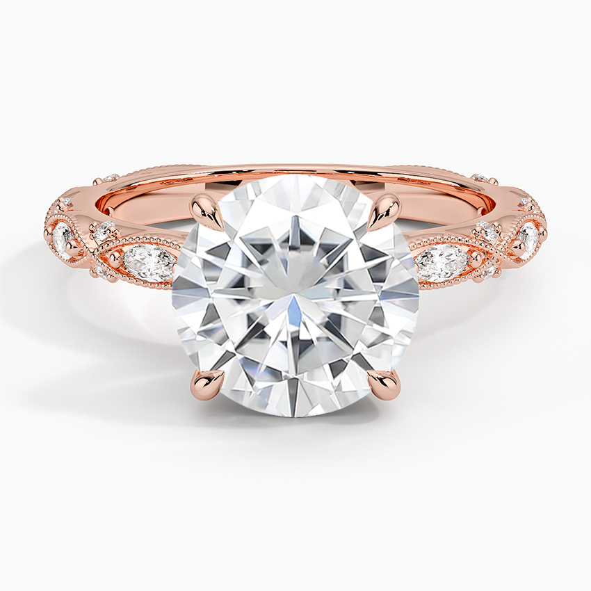 Moissanite Celestia Milgrain Diamond Ring (1/4 ct. tw.) in 14K Rose Gold
