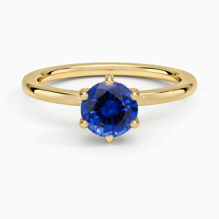 Sapphire Sydney Perfect Fit Hidden Halo Six-Prong Diamond Ring in 18K Yellow Gold