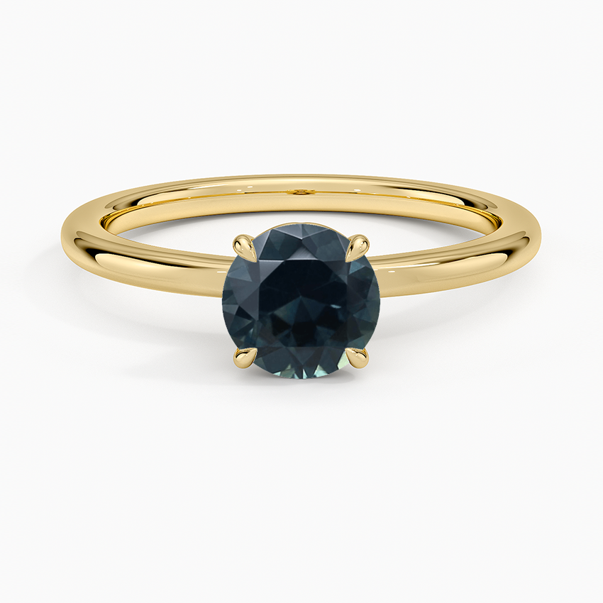Sapphire Hidden Heart Solitaire Ring in 18K Yellow Gold