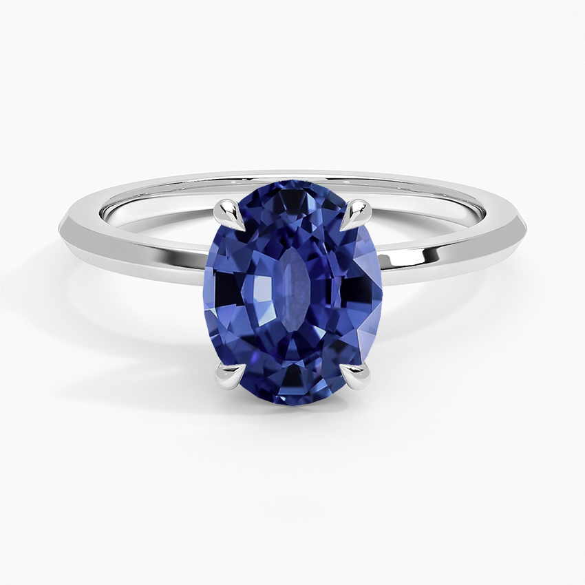 Sapphire Hazel Solitaire Ring in Platinum