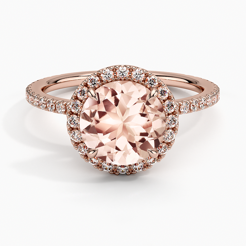 Morganite Waverly Halo Diamond Ring (1/2 ct. tw.) in 14K Rose Gold