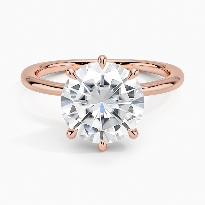 Moissanite Freesia Six-Prong Solitaire Ring in 14K Rose Gold