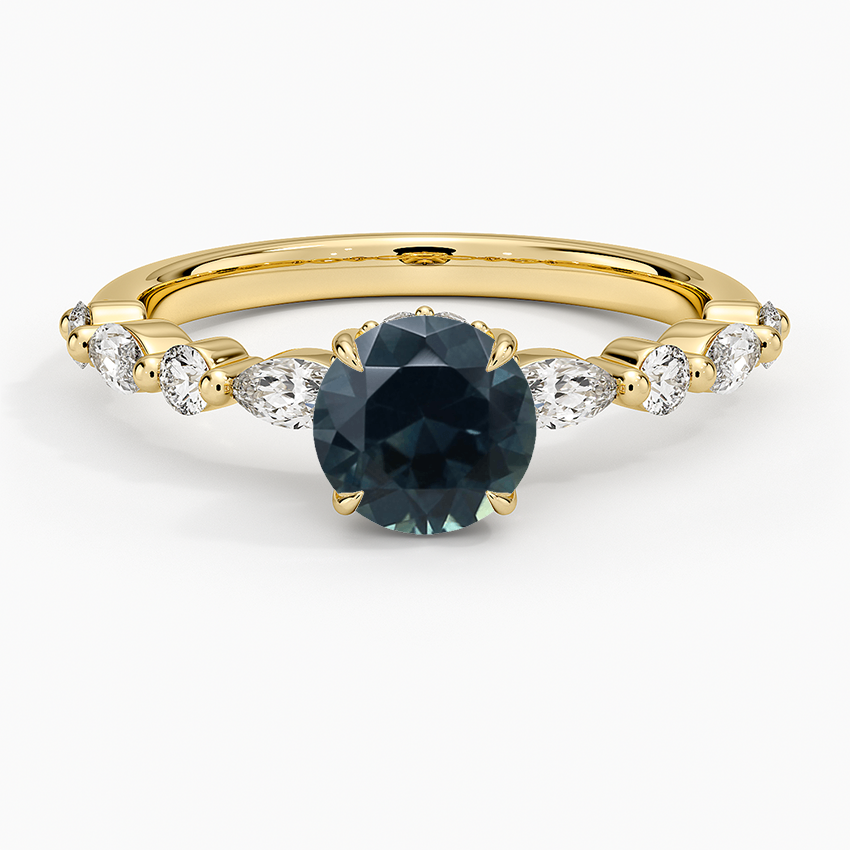 Sapphire Versailles Hidden Halo Diamond Ring in 18K Yellow Gold