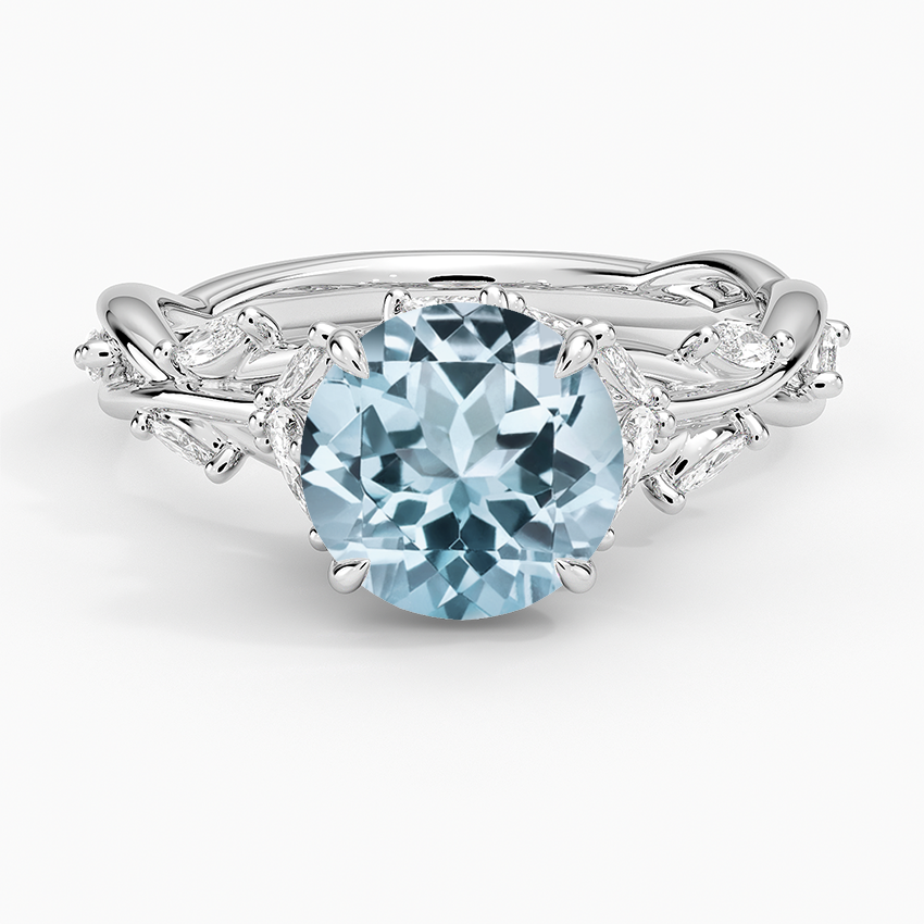 2.99 online CTTW 18KT WHITE GOLD CORNFLOWER BLUE AQUAMARINE ENGAGEMENT RING 8