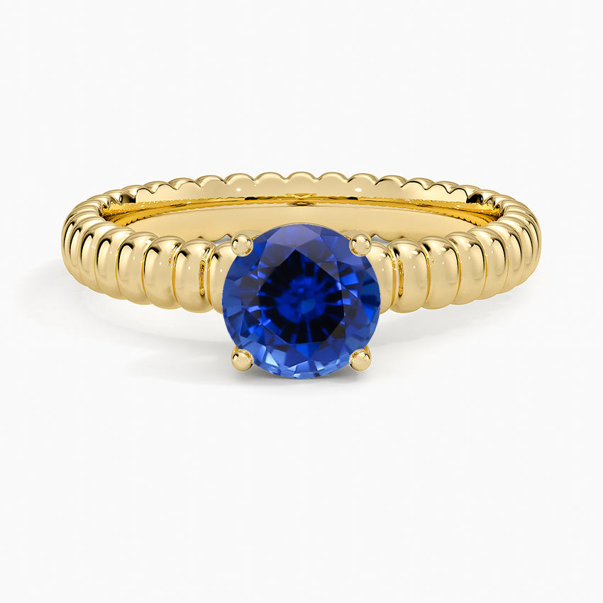 Sapphire Petra Textured Solitaire Ring in 18K Yellow Gold