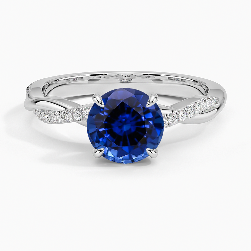 Lab Grown Sapphire Petite Twisted Vine Diamond Ring (1/8 ct. tw.) in 18K White Gold
