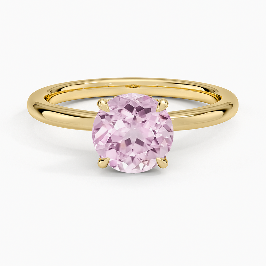 Lab Grown Sapphire Hidden Heart Diamond Ring in 18K Yellow Gold