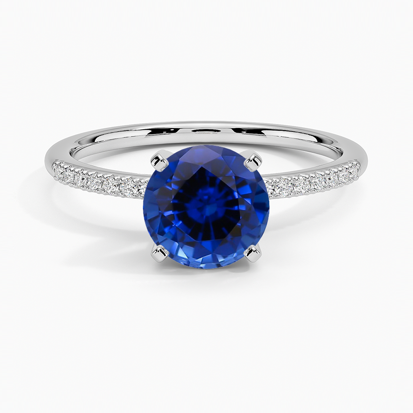 Sapphire Whisper Diamond Ring in 18K White Gold