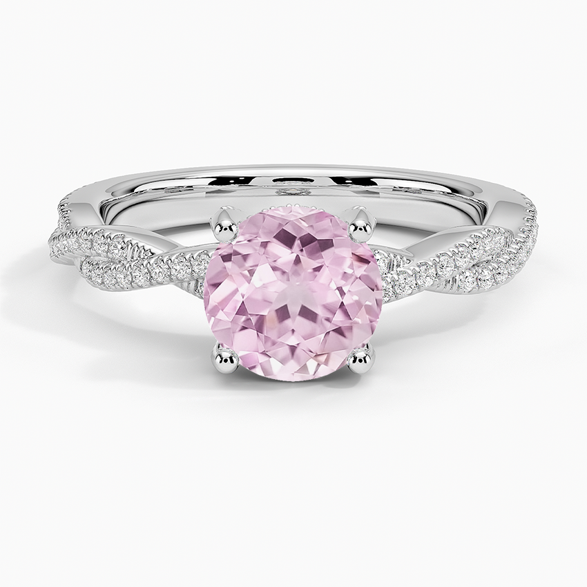 Lab Grown Sapphire Adorned Luxe Petite Twisted Vine Diamond Ring in 18K White Gold