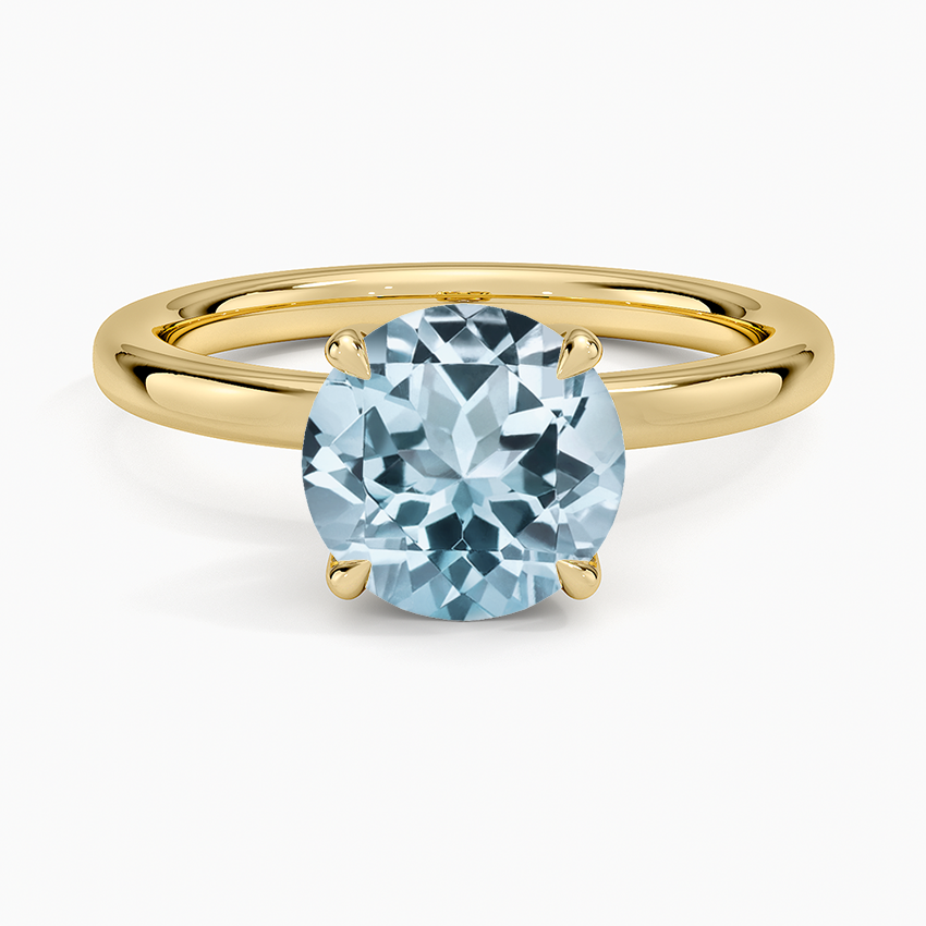 Aquamarine 2mm Petite Elodie Perfect Fit Solitaire Ring in 18K Yellow Gold