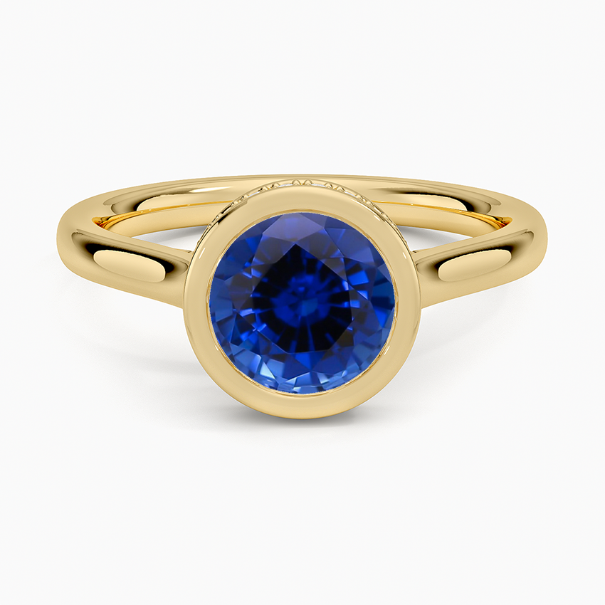 Sapphire Luna Hidden Halo Diamond Ring in 18K Yellow Gold