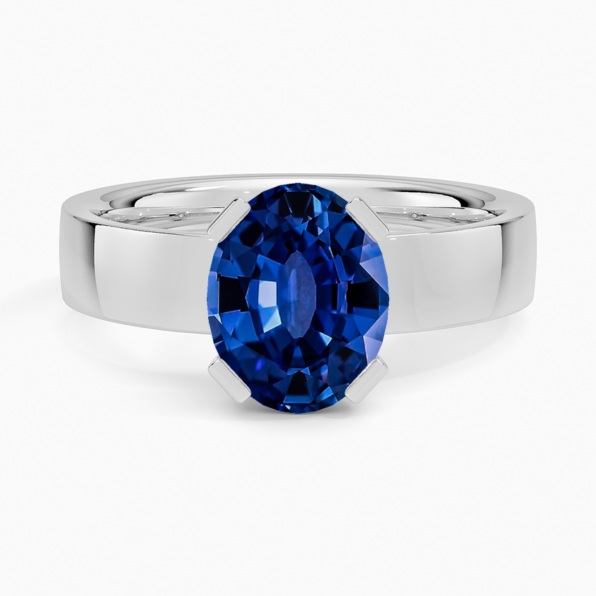 Lab Grown Sapphire Parker Solitaire Ring in 18K White Gold