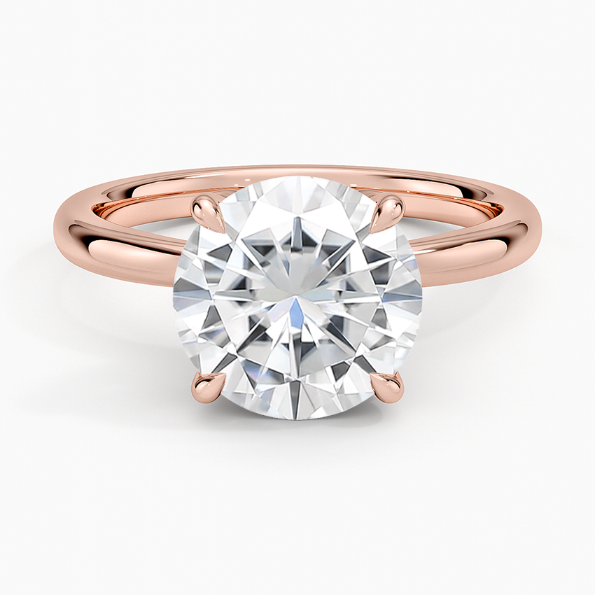 Moissanite Petal 2mm Solitaire Ring in 14K Rose Gold