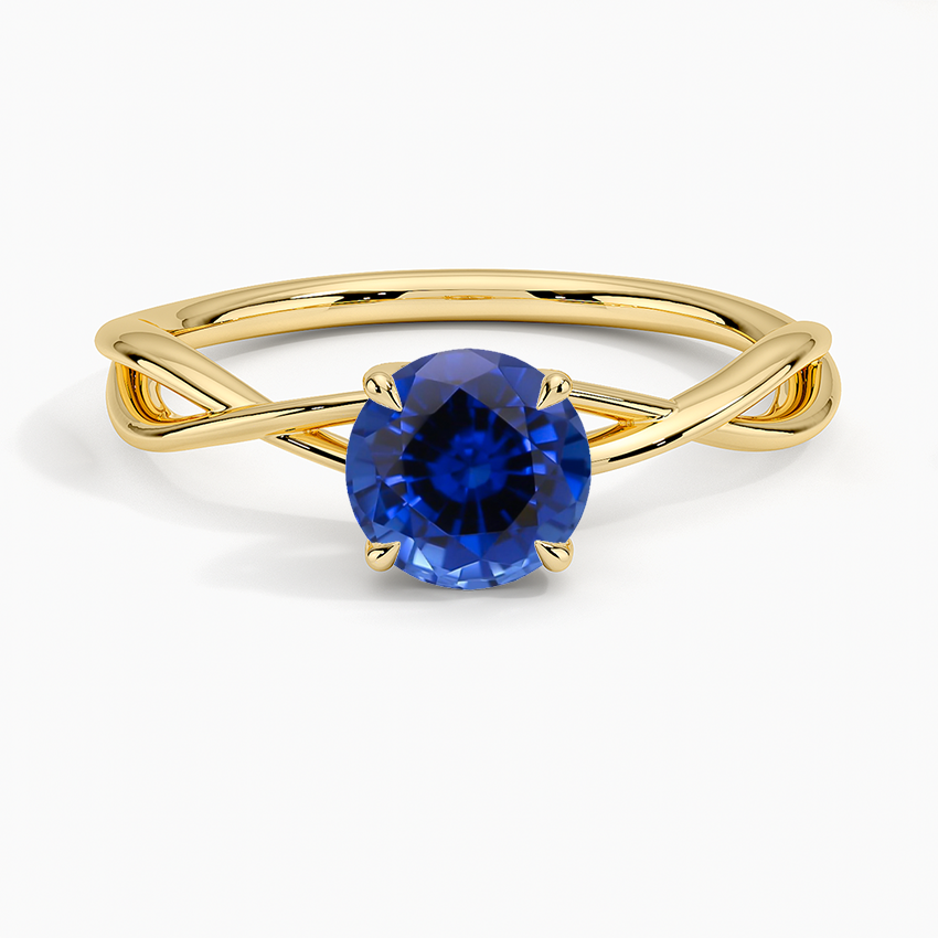 Sapphire Alya Twist Solitaire Ring in 18K Yellow Gold