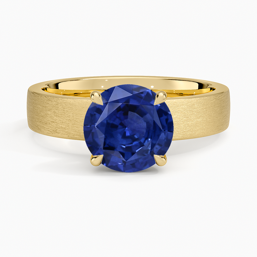 Sapphire Peyton 4mm Satin Finish Solitaire Ring in 14K Yellow Gold
