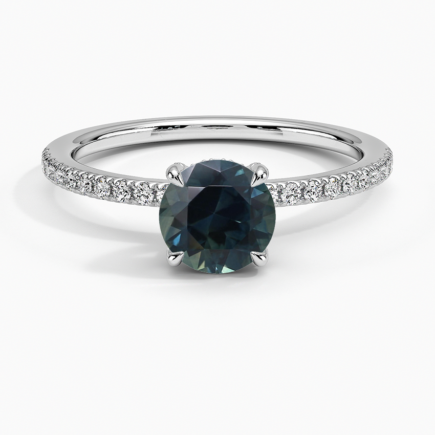 Sapphire Viviana Half-Coverage Diamond Ring in 18K White Gold
