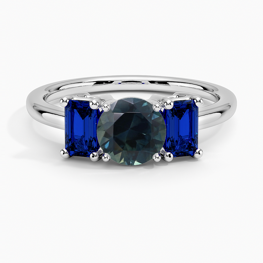 Sapphire Luxe Rhiannon Three Stone Sapphire Ring in 18K White Gold