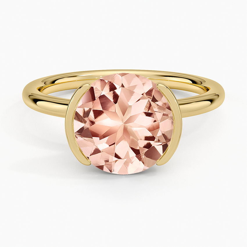 Morganite Annika Semi-Bezel Solitaire Ring in 14K Yellow Gold