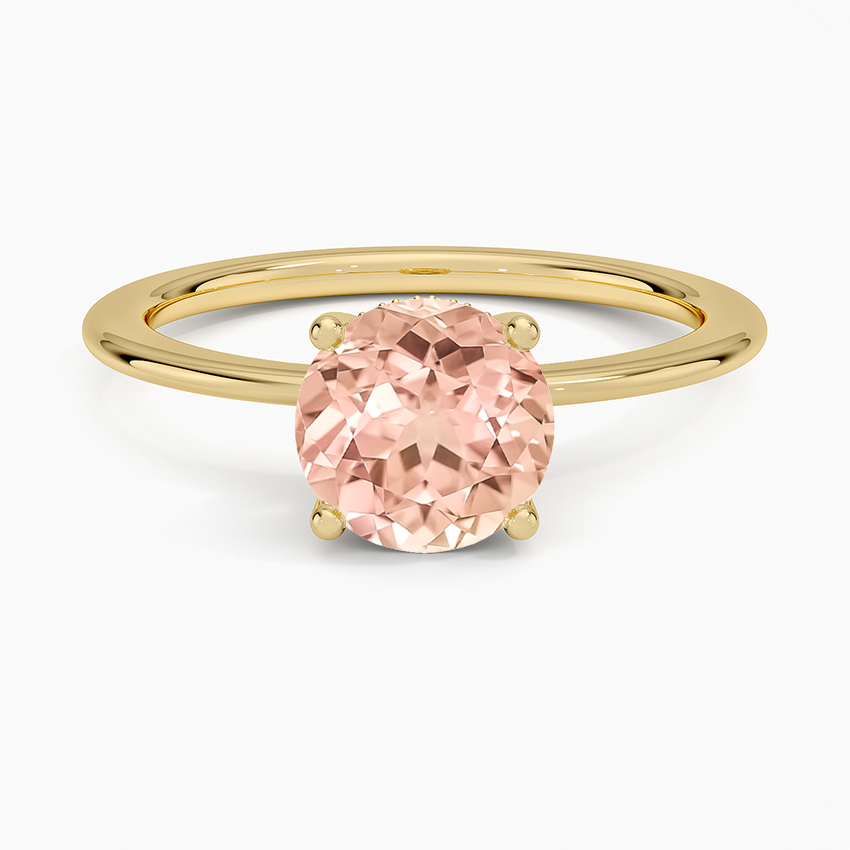 Lab Grown Sapphire Aimee Solitaire Diamond Ring with Hidden Halo in 18K Yellow Gold