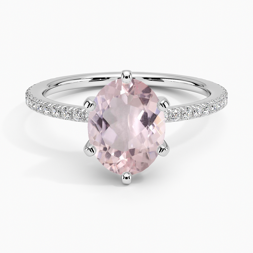 Seven Stone Diamond Accented Prong Setting - Depicted with a Lilac