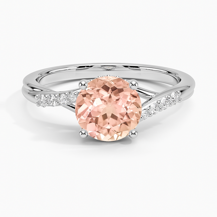 Lab Grown Sapphire Chamise Hidden Halo Diamond Ring in 18K White Gold