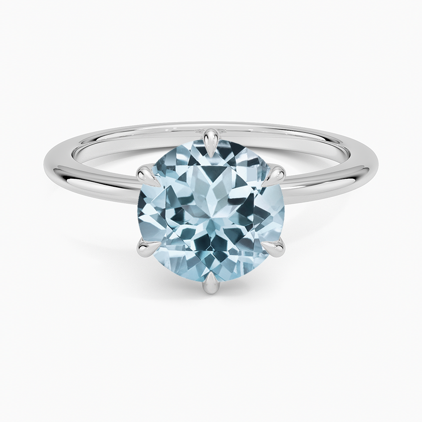 Aquamarine Petite Esme 1.5mm Ring in 18K White Gold