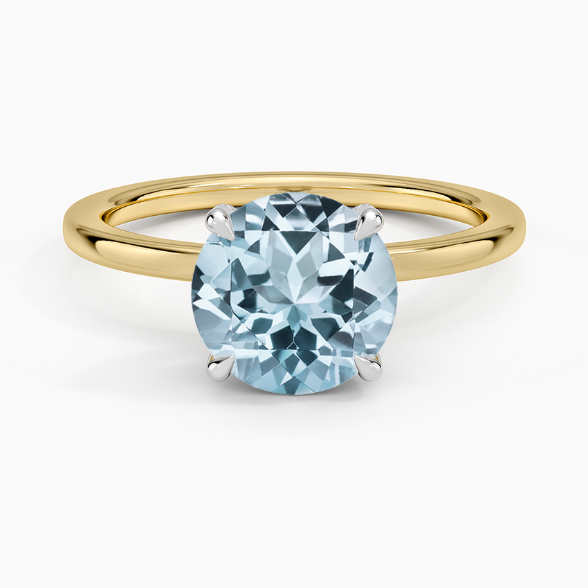 Aquamarine Mixed Metal Lumiere Diamond Ring in 18K Yellow Gold