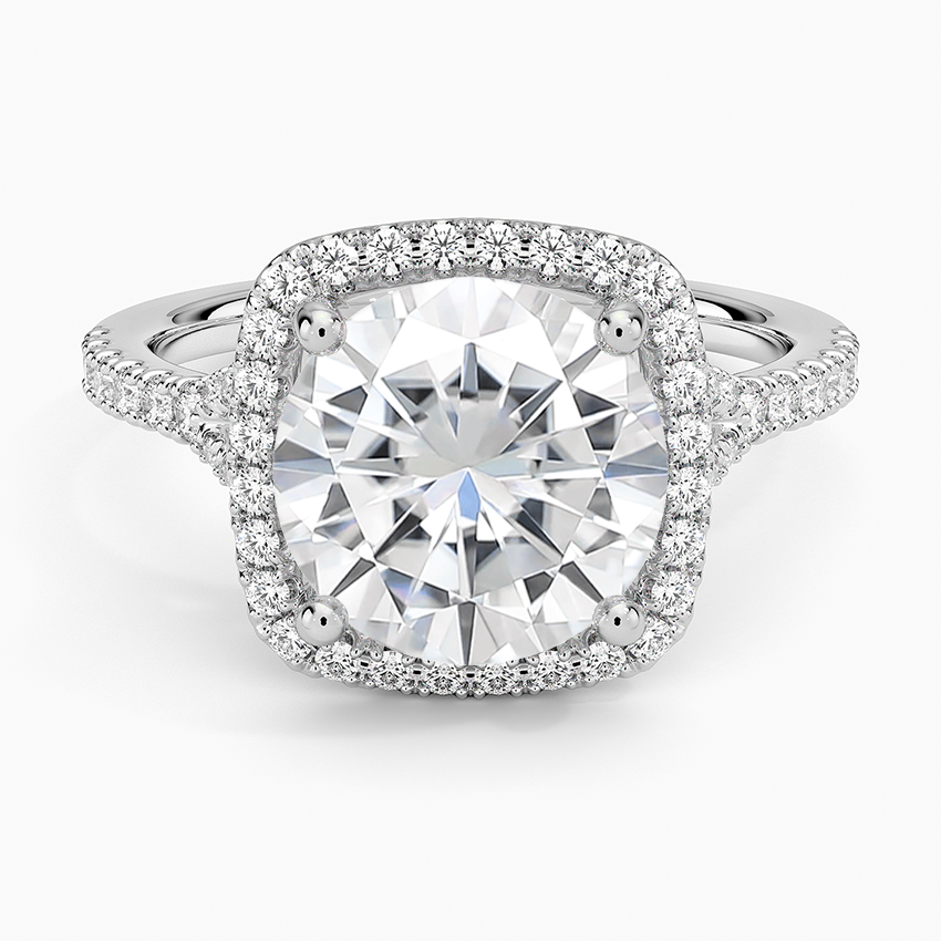 Moissanite Joy Half Coverage Diamond Ring in 14K White Gold